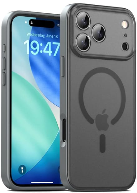 Mobiq - Frosted Magsafe Bumper geschikt voor iPhone 17 Pro Max - grijs