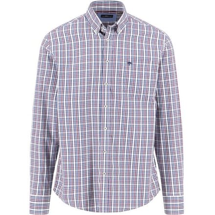 Fynch-Hatton Overhemd Multi Combi Check Button-Down Deep Merlot-Blue / male