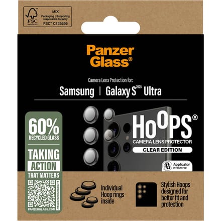 PanzerGlass Screenprotector geschikt voor Samsung Galaxy S25 Ultra Glazen | PanzerGlass Hoops Camera Lens Protector - Case Friendly