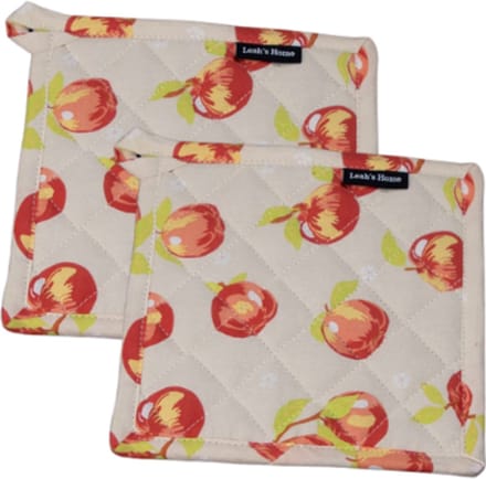 Pannenlappen set - 2 stuks - Cadeau voor haar - Perzik - Appel
