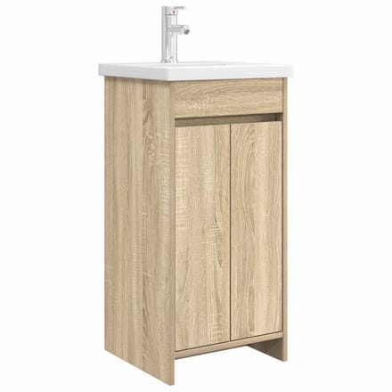 vidaXL - Badkamer - Vanity - met - Wastafel - Sonoma - Eiken - 42 - x - 40 - x - 84,5 - cm
