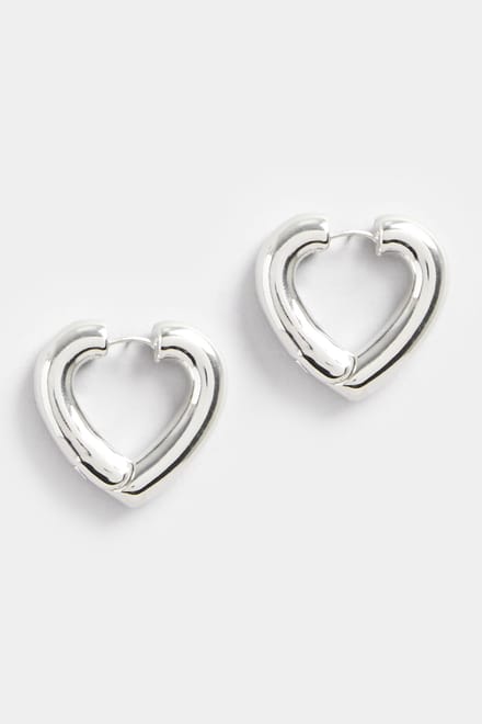Yours Hartvormige Chunky Oorbellen In Zilversize One Size