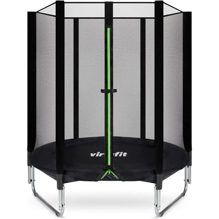 VirtuFit Kinder Trampoline met Veiligheidsnet - 140 cm - UV- en Weerbestendig - Zwart - Compact Ontwerp