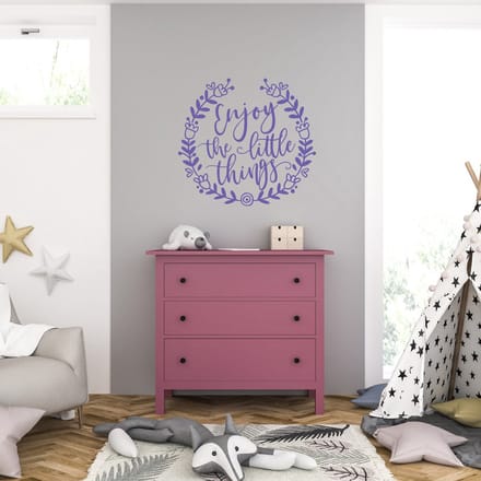 Muursticker - Enjoy The Little Things - 40,6 x 43,4 - Paars