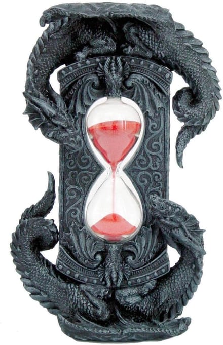 Zandloper - Zand timer - Decoratie - Dubbele draak ontwerp - 20 cm hoog - Rood steenachtig
