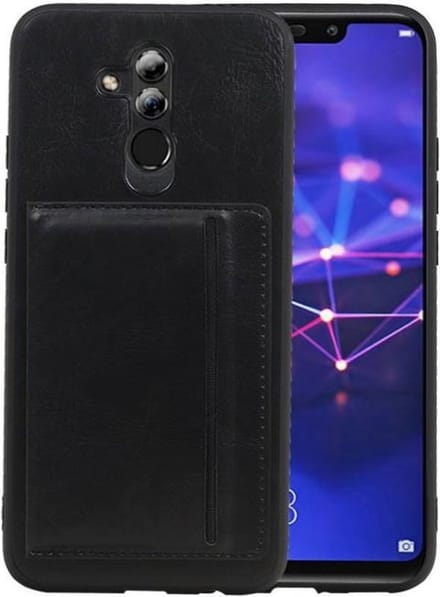Zwart Staand Back Cover 1 Pasjes voor Huawei Mate 20 Lite