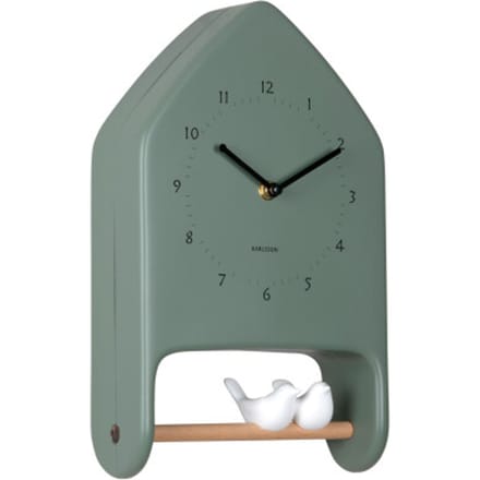 Karlsson - Wall Clock Love Birds - Groen - Øcm