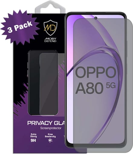 3-Pack MobyDefend Screenprotectors - Geschikt voor Oppo A80 5G - Matte Privacy Glass Screensavers