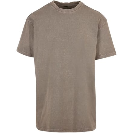Build your Brand Acid Washed Heavy Oversize Tee BY189 - Dark Khaki - L