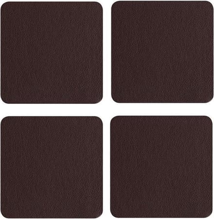 ASA Selection Onderzetters - Leather Optic Fine - Chocolat - 10 x 10 cm - 4 Stuks