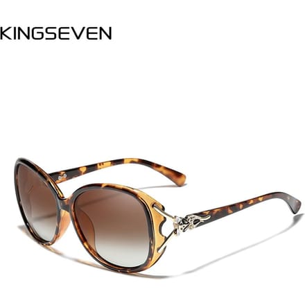 KINGSEVEN Gepolariseerde Retro Groot frame luxe Brillen Lady Merk Designer Zonnebril M luipaard