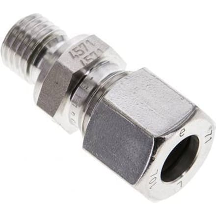 10L & M12x1.5 RVS Rechte Snijringkoppeling Buitendraad 315bar FKM ISO 8434-1