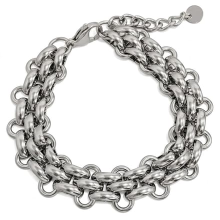 Heren schakel armband – zilverkleurig – brede dubbele schakel – verstelbare sluiting