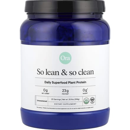 Ora, So Lean & So Clean, Protéine Végétale Superaliment Quotidien, Non Sucré, 20,9 oz (594 g)