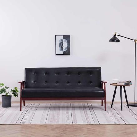 vidaXL - Driezitsbank - kunstleer - zwart