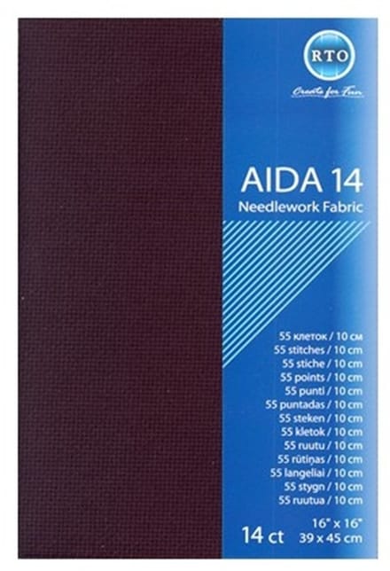 Borduurstof Aida 14 count - RTO - Precut - Zwart