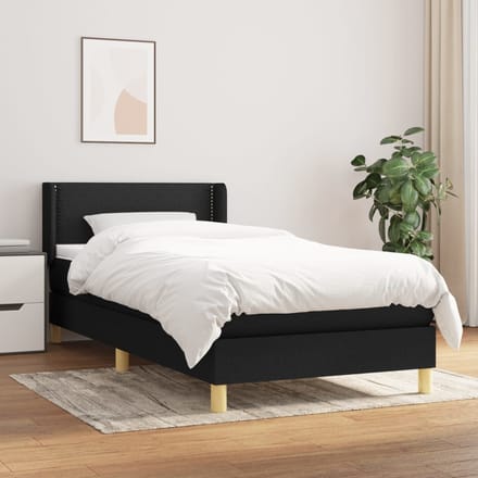 vidaXL - Boxspring - met - matras - stof - zwart - 80x200 - cm