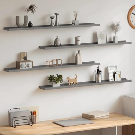 vidaXL - Wandschappen - 4 - st - 100x9x3 - cm - grijs