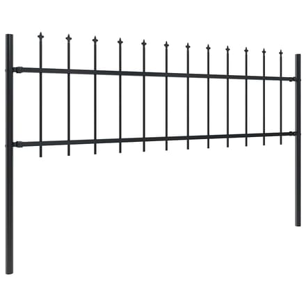 vidaXL - Tuinhek - met - speerpunt - staal - 504x60 - cm - zwart