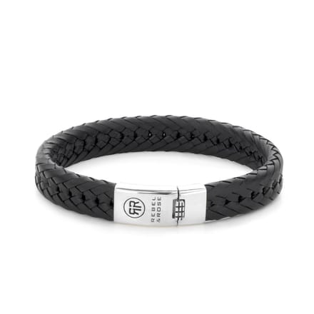 Rebel & Rose Absolutely Leather Twisted Flat Black RR-L0090-S-19.5 cm