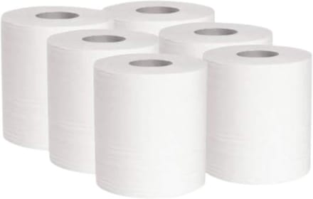 6 Rollen Handdoekpapier Glad - 2-Laags Absorberend - Centrale en Zijdelingse Afvoer