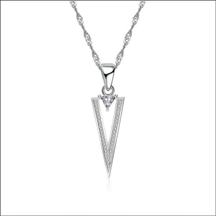 Zilveren Halskettingen dames -Driehoek - 45cm - ketting met hanger