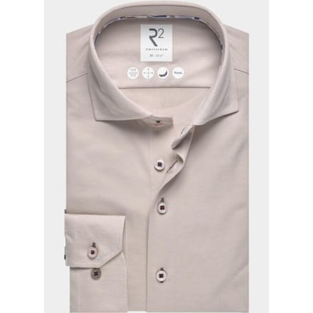 R2 Amsterdam Casual hemd lange mouw solid technical dobby knitted 132.wsp.001/045