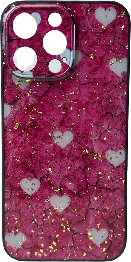 Silicone Hoesje Print - Backcover - Geschikt voor Apple iPhone 13 Pro Max - Roze Hartjes