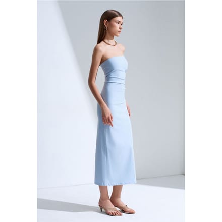 Strapless Bodycon Midi-jurk met Split