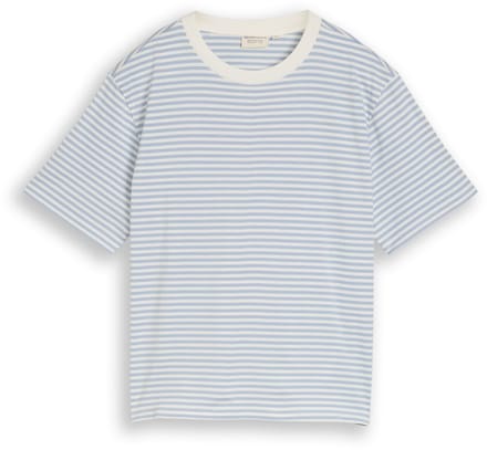 Tom Tailor Denim - T-shirt met boxy pasvorm - Maat XXL - light blue white stripe