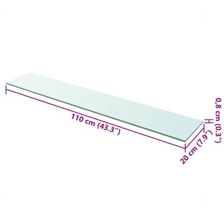 vidaXL - Wandschap - transparant - 110x20 - cm - glas
