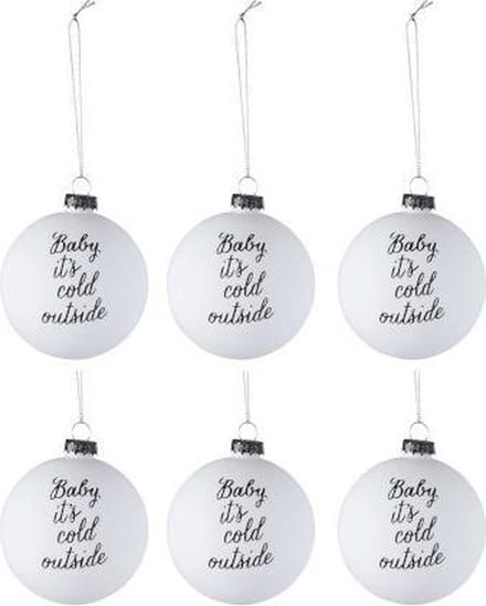 J-Line Kerstballen Wit Baby It's Cold Outside - 6 stuks in een doos