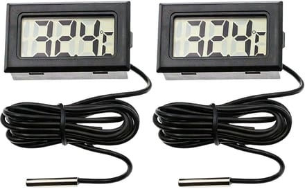 Digitale Thermometer - Mini Sensor - Temperatuur Meten - Buitensensor Inbegrepen - 2 Stuks - Zwart