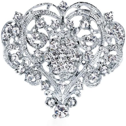 Groot Perzik Hart Dames Witte Strass Corsage Dames Strass Liefde Broche Bloemen Vasthouden Bruiloftsaccessoires white