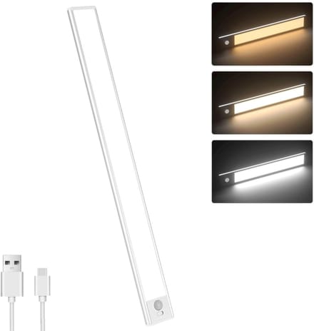 Lixin LED Kastverlichting - 40cm - Met bewegingssensor - USB-C Oplaadbaar - Dimbaar - Magnetisch - 3 Kleurtemperaturen - Draadloos - Kastverlichting op Batterij