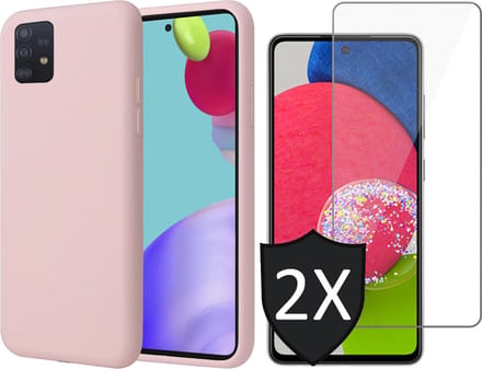 Hoesje geschikt voor Samsung Galaxy A52s - Fluweelzachte Backcover met 2x Screenprotector - Roze