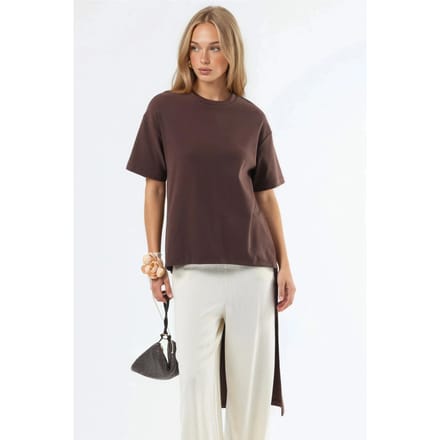 Overized Crew Neck Tuniek met Splits
