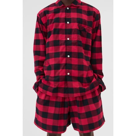 Tekla Unisex Flannel, Pyjamas Shirt Red Gingham Maat: S | Nachtmode Outlet | Unisex | Rood