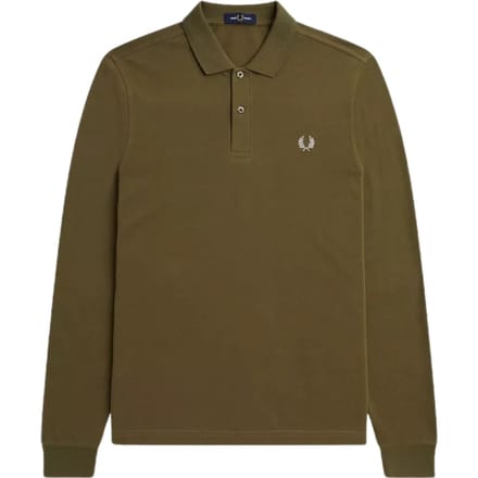 Fred Perry Uniform Groen Lange Mouw Effen Poloshirt