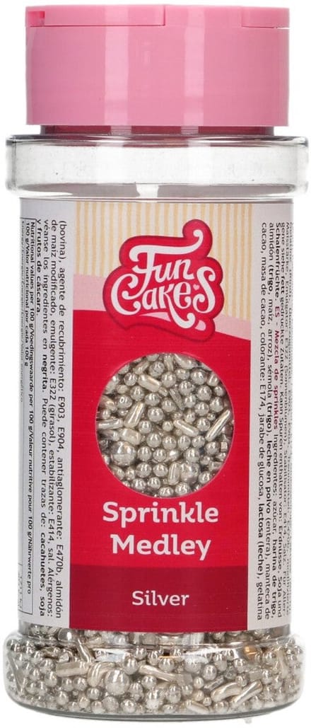 FunCakes Sprinkle Medley - Zilver - 65g - Eetbare Taartdecoratie