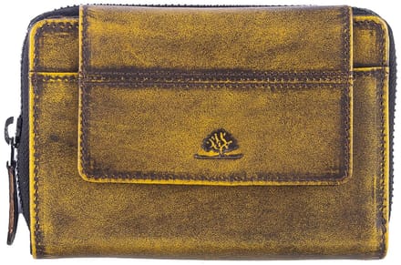 GREENBURRY portemonnee Destressed RV-Wallet RFID Dirty Yellow mosterdgeel