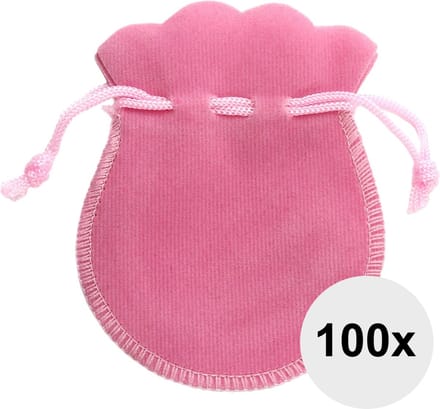 Fako Bijoux® - Fluweel Cadeau Zakjes Mini - Velours - 6.5x7.5cm - Roze - 100 Stuks
