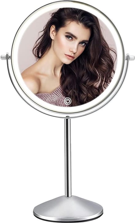 Make-up spiegel 8-inch Oplaadbare Verlichte Spiegel - 1x/10x Vergroting - Touch Sensor Dimmen