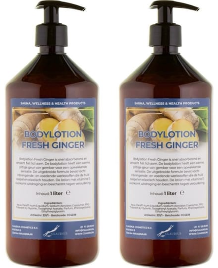 Bodylotion Fresh Ginger 1 Liter - met gratis pomp - set van 2 stuks
