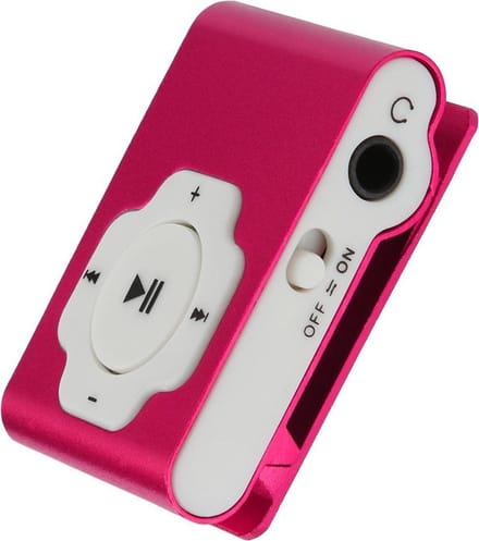Mini mp3 speler | inclusief usb data kabel en oordopjes | geschikt voor micro sd-kaart (exclusief) | roze
