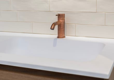 INK Faktor wastafel - 120x45x1.5cm - 1 wasbak rechts - 1 kraangat - polystone wit mat