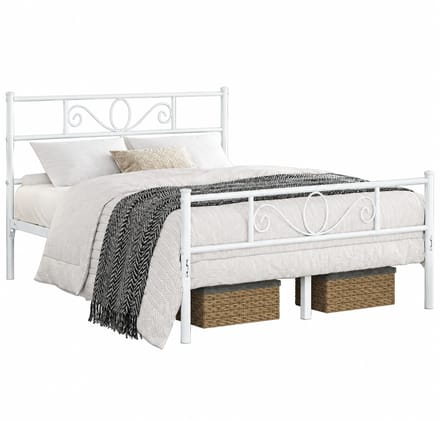 Yaheetech Metalen Bedframe - Wit - 206 x 142,5 x 88,5 cm - Matras 140 x 200 cm - Met Lattenbodem