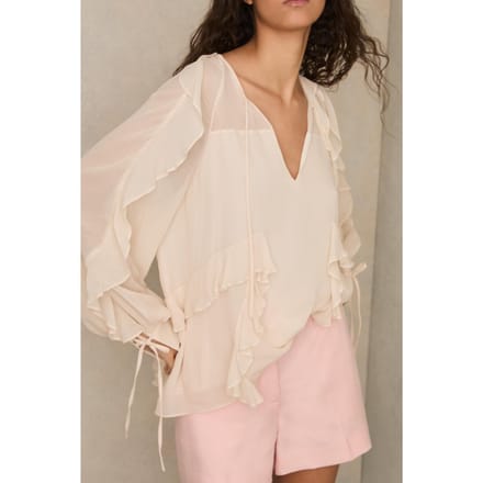 Reiss Ruffle Top Pale Pink Taglia: 8 | Magliette intime Outlet | Donna | Rosa