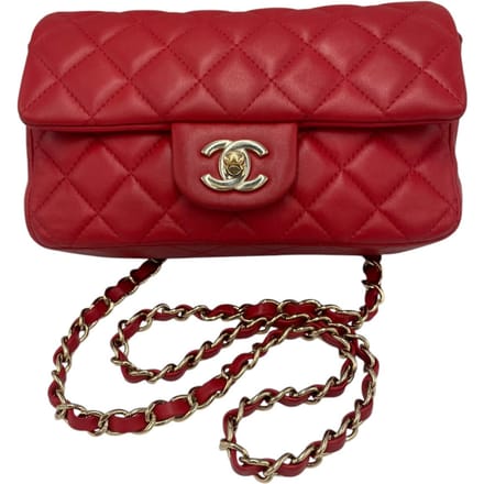 Chanel Classic Double Flap Klein Rood Lamsleer Goud