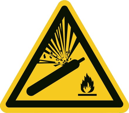Gasfles sticker cilinder onder druk 200x200 mm - vinyl - ISO 7010 W029
